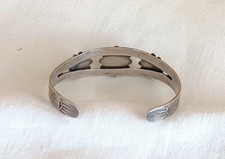 Vtg Fred Harvey Era Sterling Silver Green Turquoise Cuff Bracelet Whirling Thund - Additional view 5