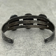 VTG Fred Harvey era Navajo WHIRLING LOG EAGLE FEATHERS Silver Turquoise Bracelet - Additional view 9