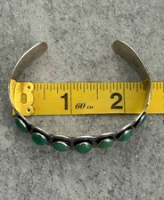 Old Vintage FRED HARVEY ERA Navajo SEVEN Turquoise ROW Sterling Bracelet 6.75 in - Additional view 12