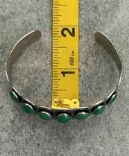 Old Vintage FRED HARVEY ERA Navajo SEVEN Turquoise ROW Sterling Bracelet 6.75 in - Additional view 13