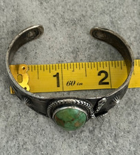 EARLY FRED HARVEY Navajo Turquoise RATTLESNAKE WHIRLING LOG Silver bracelet 47+g - Additional view 13