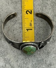 EARLY FRED HARVEY Navajo Turquoise RATTLESNAKE WHIRLING LOG Silver bracelet 47+g - Additional view 14