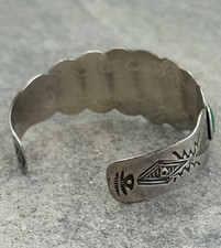 Old Vintage FRED HARVEY ERA Navajo SEVEN Turquoise ROW Sterling Bracelet 6.75 in - Additional view 9