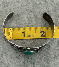 Old VTG FRED HARVEY ERA HAND STAMPED NAVAJO Turquoise Silver Bracelet 37g 7 in - Additional view 12