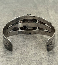 Old VTG FRED HARVEY ERA HAND STAMPED NAVAJO Turquoise Silver Bracelet 37g 7 in - Additional view 9