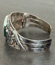 Old Fred Harvey era PRETTY GIRL Navajo Royston Turquoise Sterling Bracelet 32.5g - Additional view 5