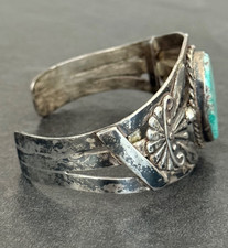 Old Fred Harvey era PRETTY GIRL Navajo Royston Turquoise Sterling Bracelet 32.5g - Additional view 6