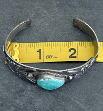 Old Fred Harvey era PRETTY GIRL Navajo Royston Turquoise Sterling Bracelet 32.5g - Additional view 9