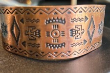 Fred Harvey Copper Cuff Bracelet Wheeler Manufacturing WMCO 30mm Navajo Symbols - Additional view 1