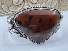 Old Fred Harvey Era Navajo Sterling Petrified Wood Cuff Bracelet 46g - Additional view 1