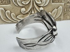 Old Fred Harvey Era Navajo Sterling Petrified Wood Cuff Bracelet 46g - Additional view 3