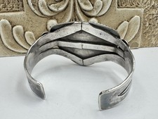 Old Fred Harvey Era Navajo Sterling Petrified Wood Cuff Bracelet 46g - Additional view 4