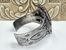 VTG Old Fred Harvey Navajo Sterling Silver Big Picture Jasper 48g Cuff Native - Additional view 2