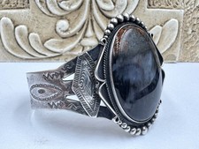 VTG Old Fred Harvey Navajo Sterling Silver Big Picture Jasper 48g Cuff Native
