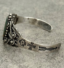 OLD FRED HARVEY WHIRLING LOG THUNDERBIRDS Navajo Turquoise Sterling Bracelet 7in - Additional view 5