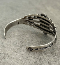 OLD FRED HARVEY WHIRLING LOG THUNDERBIRDS Navajo Turquoise Sterling Bracelet 7in - Additional view 7