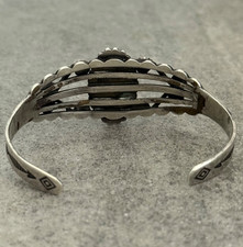 OLD FRED HARVEY WHIRLING LOG THUNDERBIRDS Navajo Turquoise Sterling Bracelet 7in - Additional view 8