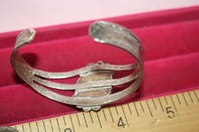 Old Fred Harvey Era Native American Sterling Silver Stamped Cuff Bracelet Agate? - Additional view 2