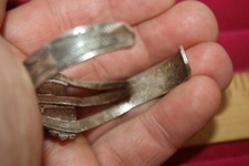 Old Fred Harvey Era Native American Sterling Silver Stamped Cuff Bracelet Agate? - Additional view 3