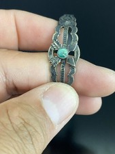 Fred Harvey Era VTG Navajo Native American Sterling .925 Turquoise Cuff Bracelet - Additional view 2