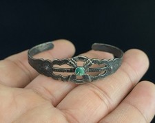 Fred Harvey Era VTG Navajo Native American Sterling .925 Turquoise Cuff Bracelet