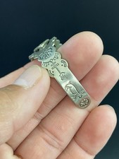Fred Harvey Style Native American Style Turquoise Alpaca Silver Cuff Bracelet - Additional view 1