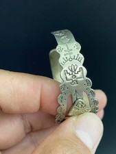 Fred Harvey Style Native American Style Turquoise Alpaca Silver Cuff Bracelet - Additional view 6