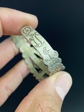 Fred Harvey Style Native American Style Turquoise Alpaca Silver Cuff Bracelet - Additional view 7