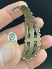 Fred Harvey Style Native American Style Turquoise Alpaca Silver Cuff Bracelet - Additional view 8