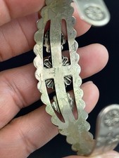 Fred Harvey Style Native American Style Turquoise Alpaca Silver Cuff Bracelet - Additional view 10