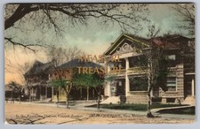 C.1910 FRED HARVEY ALBUQUERQUE NM, COPPER AVENUE, HAND COLORED Postcard P48
