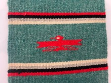 Chimayo Fred Harvey Green Wool Table Mat Hanging Thunderbird Southwest 8