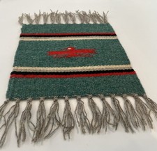 Chimayo Fred Harvey Green Wool Table Mat Hanging Thunderbird Southwest 8