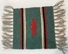 Chimayo Fred Harvey Green Wool Table Mat Hanging Thunderbird Southwest 8