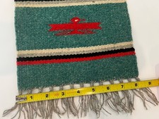 Chimayo Fred Harvey Green Wool Table Mat Hanging Thunderbird Southwest 8