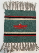 Chimayo Fred Harvey Green Wool Table Mat Hanging Thunderbird Southwest 8" x 8"