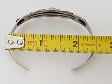Fred Harvey Era Sterling Silver Turquoise Stamped Details Thunderbird Bracelet - Additional view 12