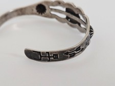 Fred Harvey Era Sterling Silver Turquoise Stamped Details Thunderbird Bracelet - Additional view 6