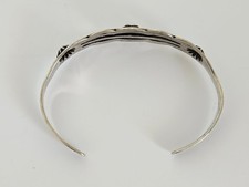 Fred Harvey Era Sterling Silver Turquoise Stamped Details Thunderbird Bracelet - Additional view 10