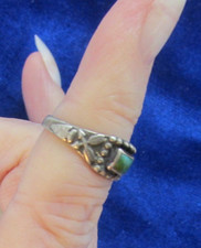 VINTAGE SOUTHWEST FRED HARVEY RING WITH TURQUOISE SIZE 00 - Additional view 2