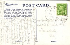Gallup New Mexico El Navajo Fred Harvey Hotel Postcard c1936 - Additional view 1