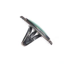 sz5.25 1940's Navajo/Fred Harvey sterling silver green turquoise long ring - Additional view 3