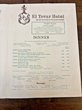 Menu Dinner Fred Harvey Restaurant  El Tovar Grand Canyon 1961 Vintage Paper - Additional view 2