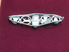 🔥HUGE Antique Fred Harvey-era Native American Cabochon Turquoise Silver Brooch - Additional view 4