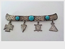 Vintage Fred Harvey Era Pin Brooch with dangles 3.5" 1935