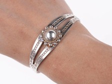 6.5" Fred Harvey Era Southwestern sterling silver cuff bracelet