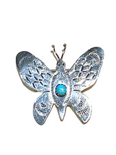 🔥Old Pawn 1950s Fred Harvey-era Native American Turquoise Squash Blossom Brooch - Additional view 1