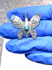 🔥Old Pawn 1950s Fred Harvey-era Native American Turquoise Squash Blossom Brooch - Additional view 3