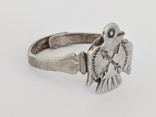 Old Vintage Fred Harvey Era Sterling Silver Thunderbird Crossed Arrows Ring Adj - Additional view 1