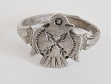 Old Vintage Fred Harvey Era Sterling Silver Thunderbird Crossed Arrows Ring Adj - Additional view 5